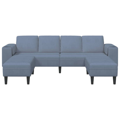 Stof Sofa Med Pude Blå Corduroy Stof