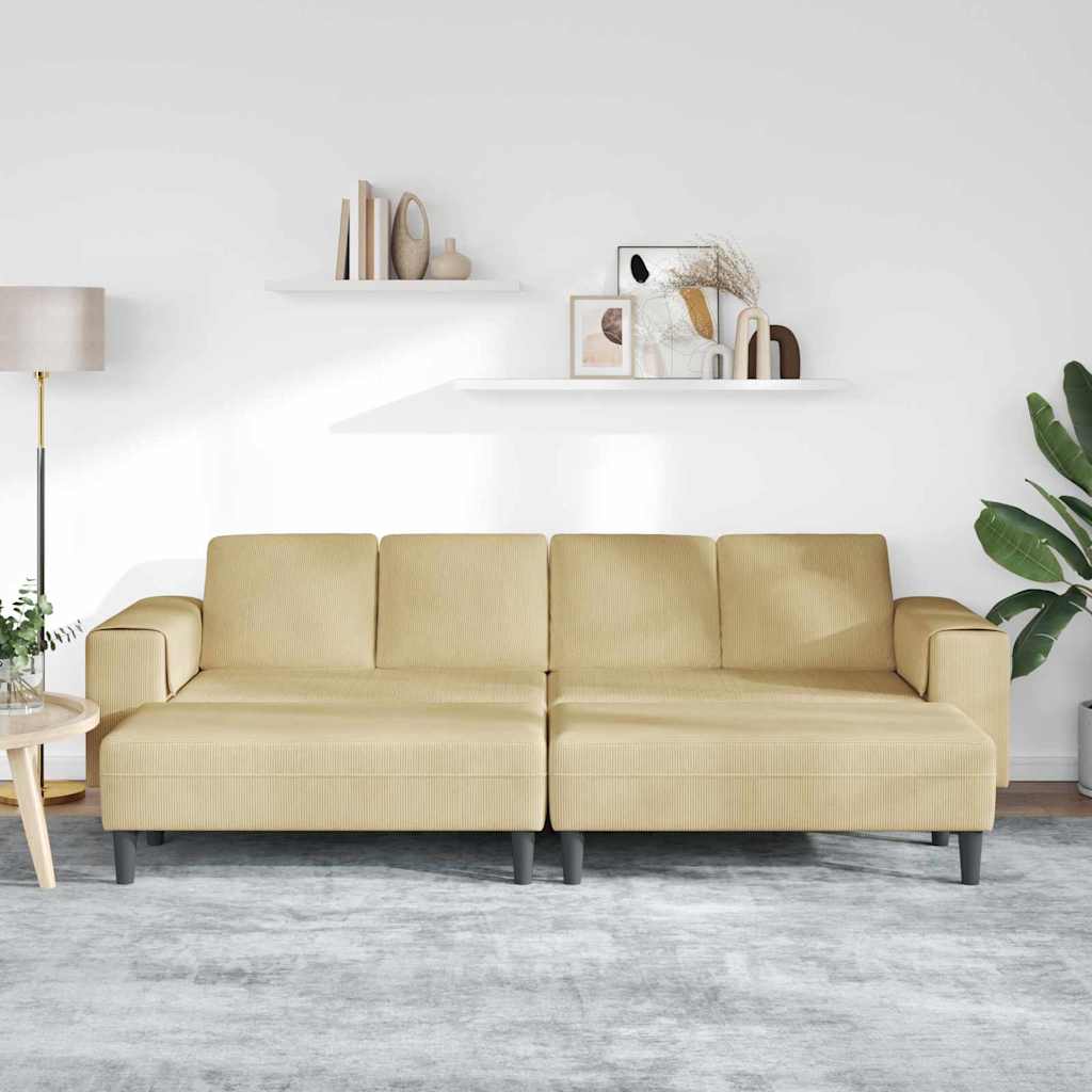 Stof Sofa Med Pude Grågrøn Corduroy Stof