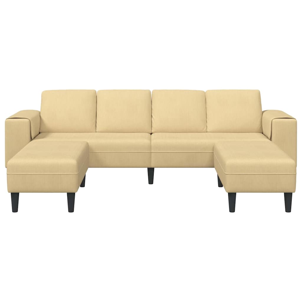 Stof Sofa Med Pude Grågrøn Corduroy Stof