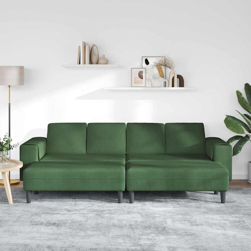 Stof Sofa Med Pude Mørkegrøn Corduroy Stof