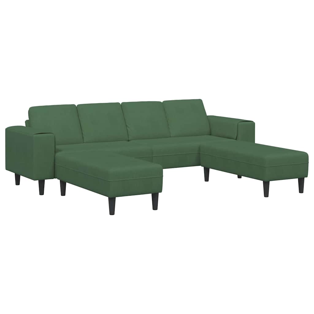 Stof Sofa Med Pude Mørkegrøn Corduroy Stof
