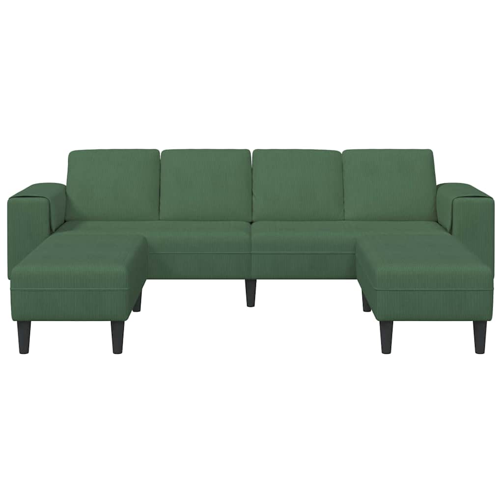 Stof Sofa Med Pude Mørkegrøn Corduroy Stof