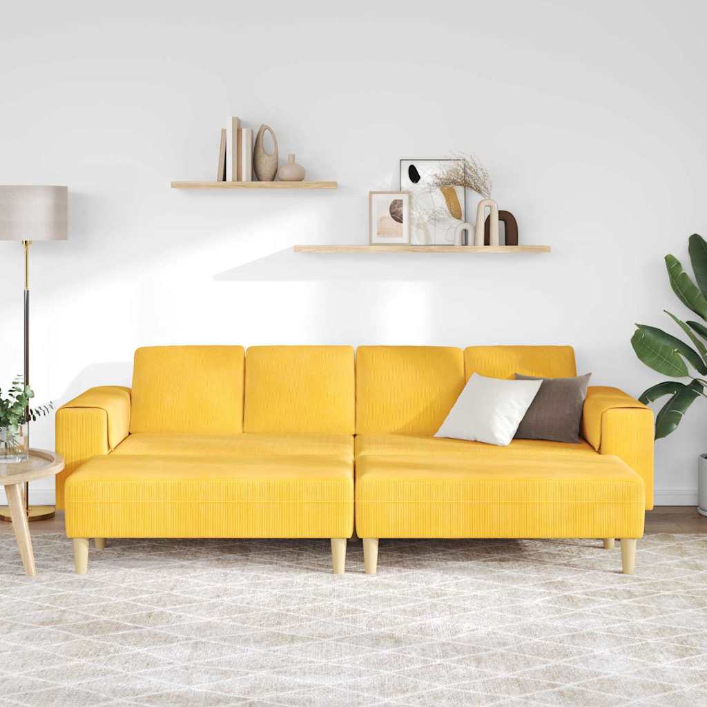 Stof Sofa Lys Gul Corduroy Stof