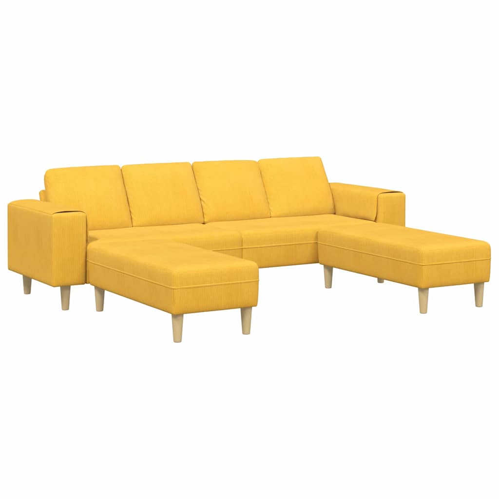 Stof Sofa Lys Gul Corduroy Stof