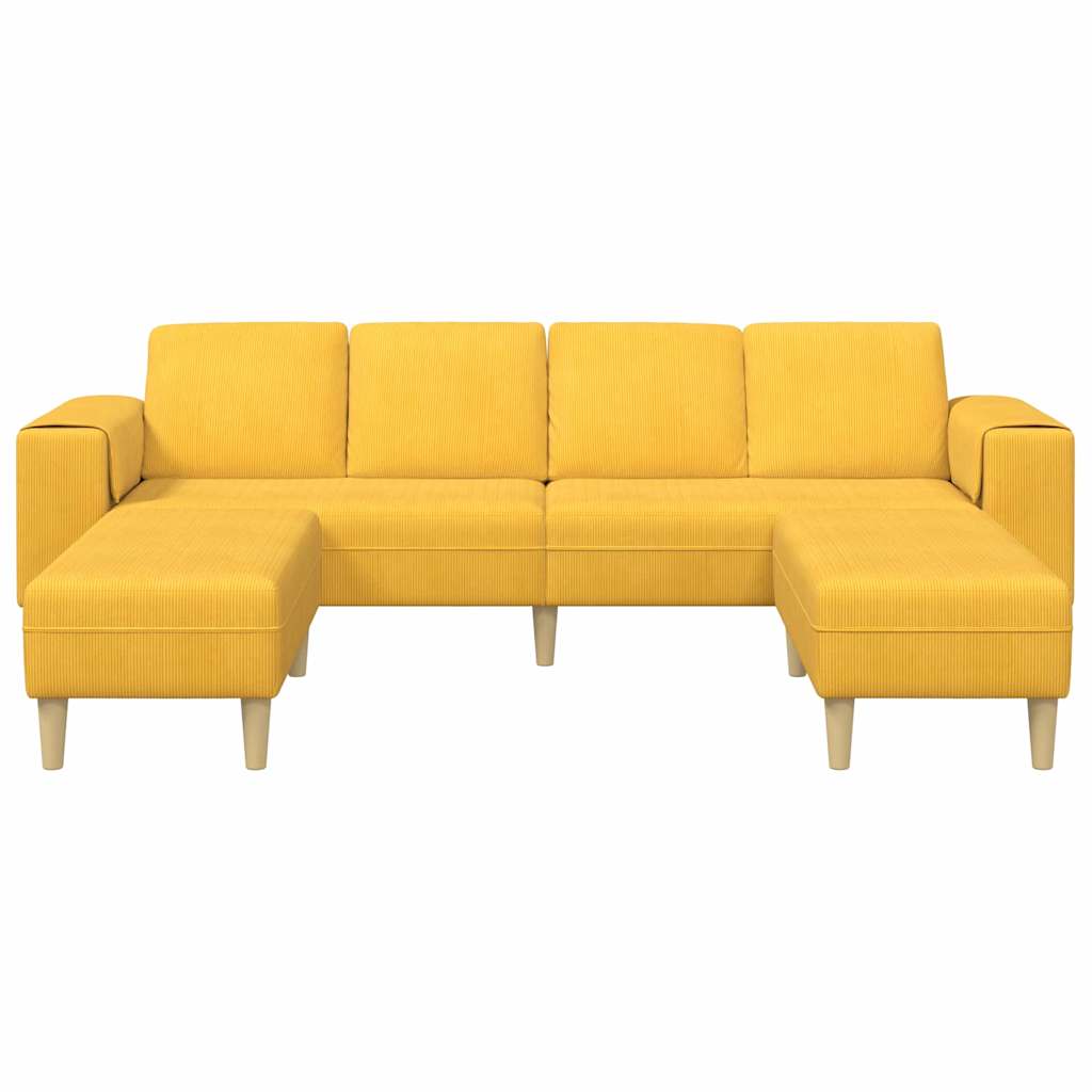 Stof Sofa Lys Gul Corduroy Stof