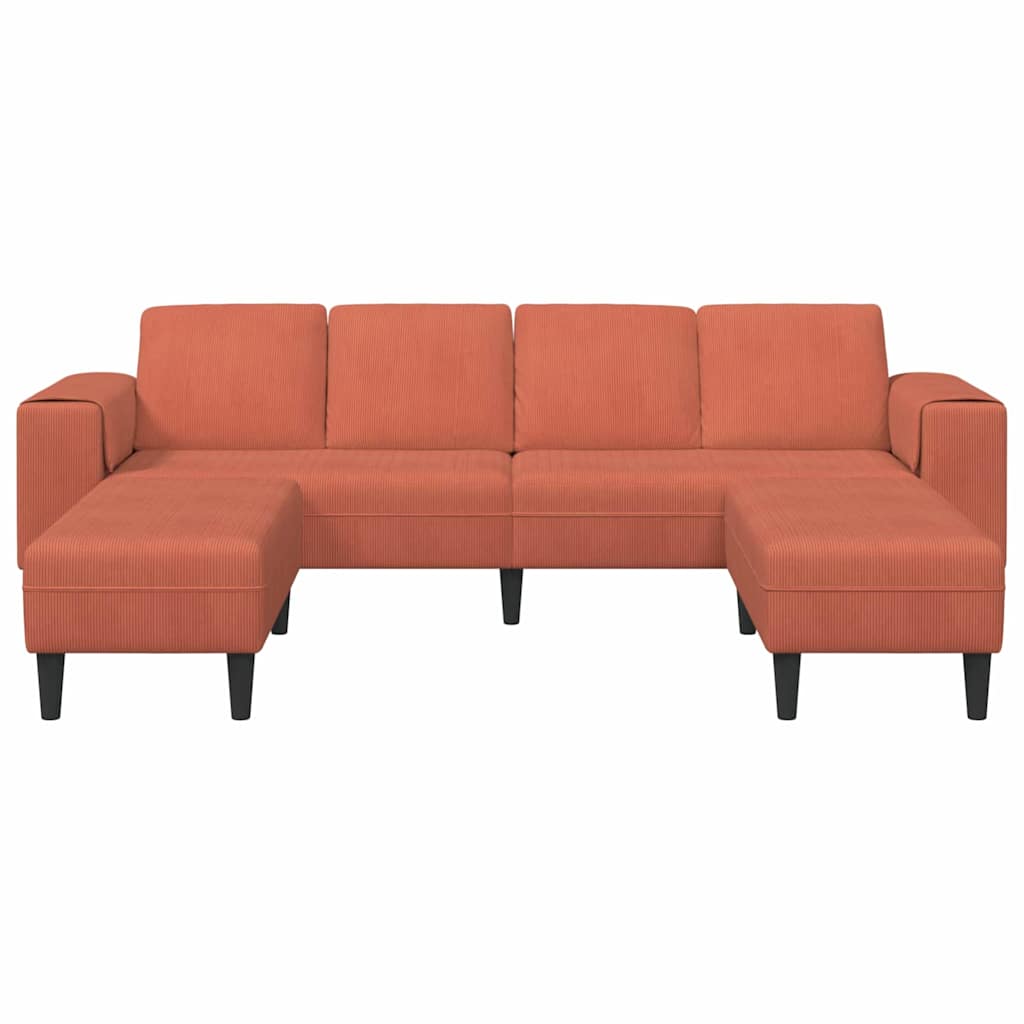 Stof Sofa Med Pude Rød Orange 208 Cm Corduroy Stof