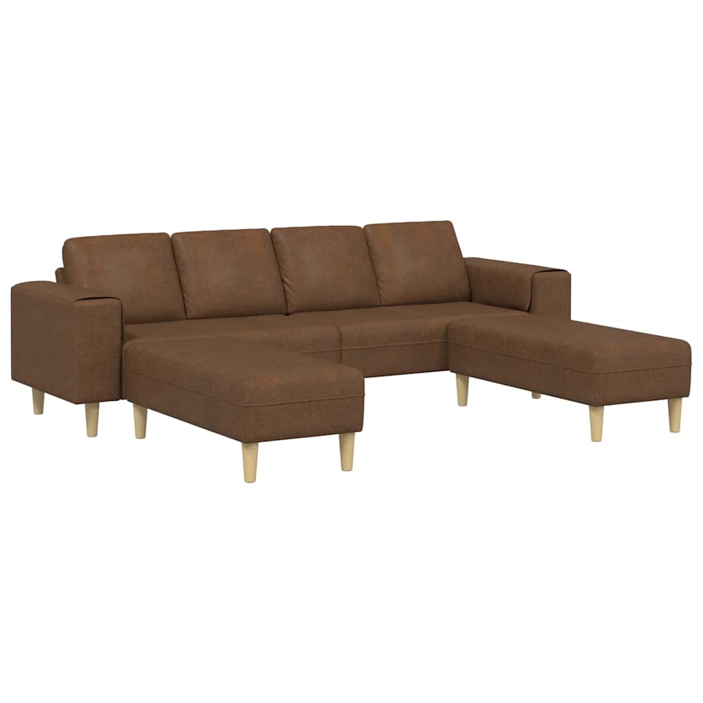 Sofa Sæt Brun Faux Suede Læder