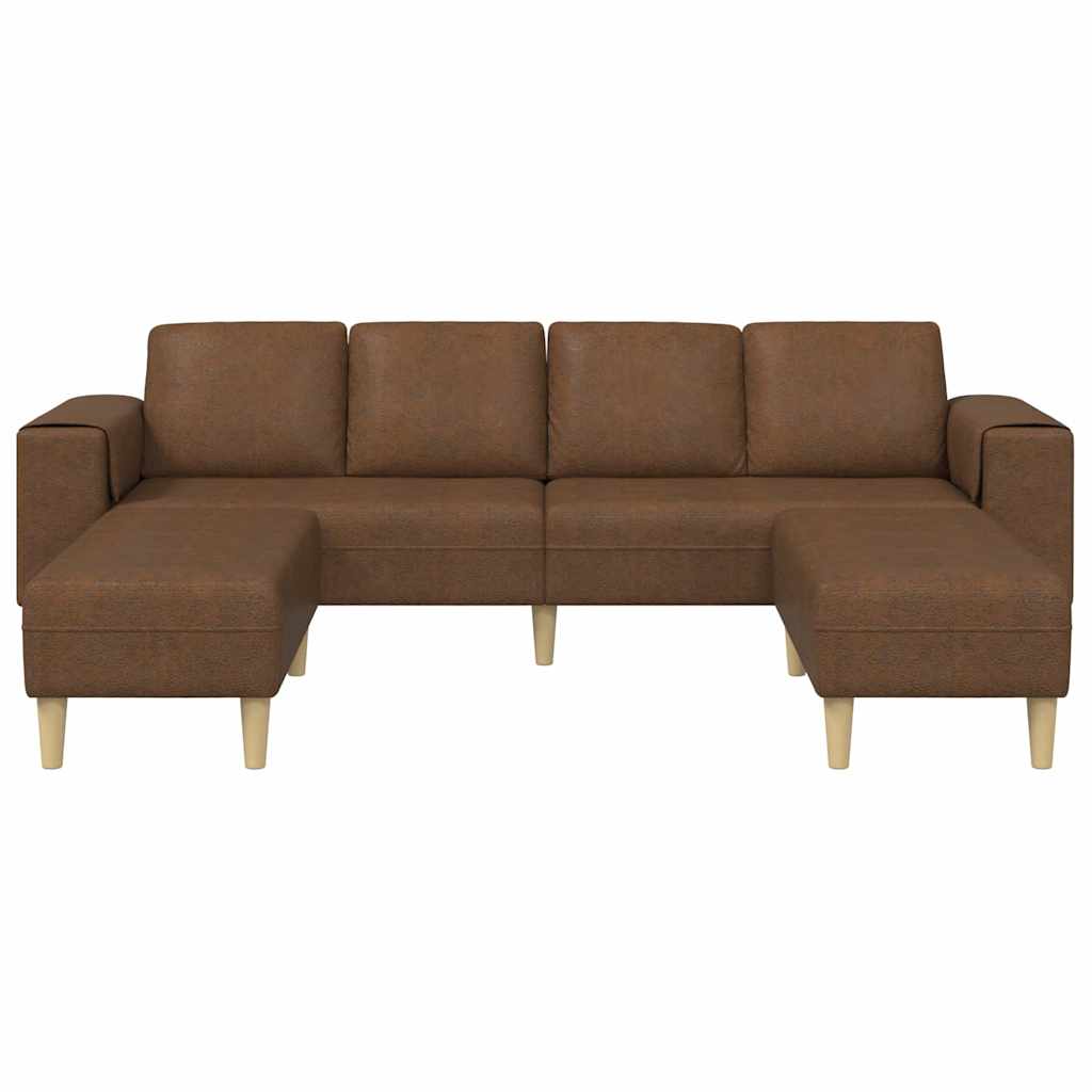 Sofa Sæt Brun Faux Suede Læder