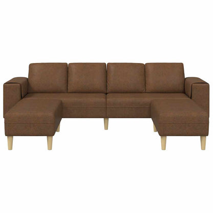 Sofa Sæt Brun Faux Suede Læder