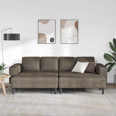 Sofa Sæt Mørkegrå Faux Suede Læder
