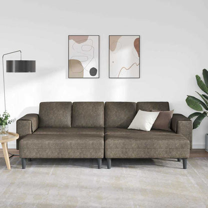 Sofa Sæt Mørkegrå Faux Suede Læder