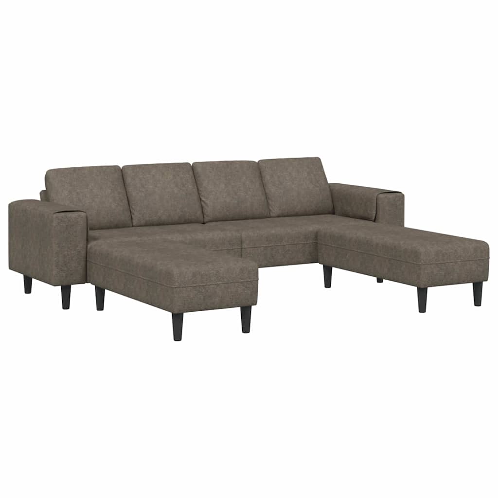Sofa Sæt Mørkegrå Faux Suede Læder