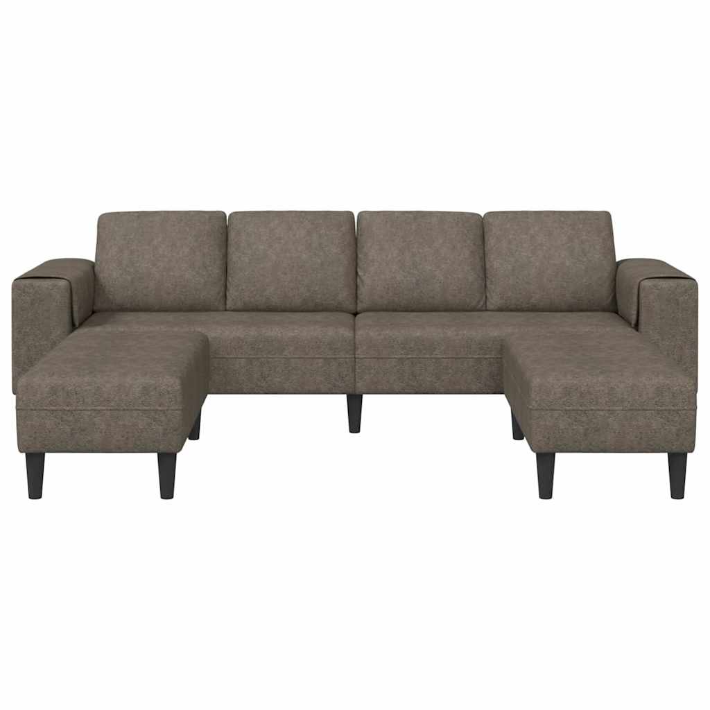 Sofa Sæt Mørkegrå Faux Suede Læder