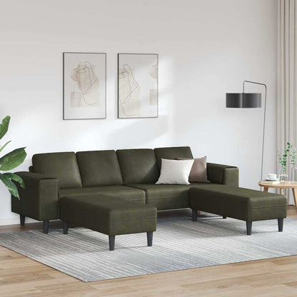 Sofa Sæt Army Grøn Faux Suede Læder