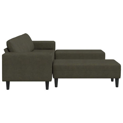Sofa Sæt Army Grøn Faux Suede Læder