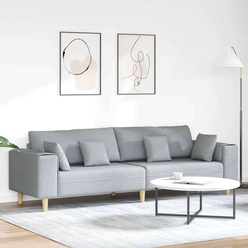 Stof Sofa Med Pude Lysegrå 208 Cm Stof