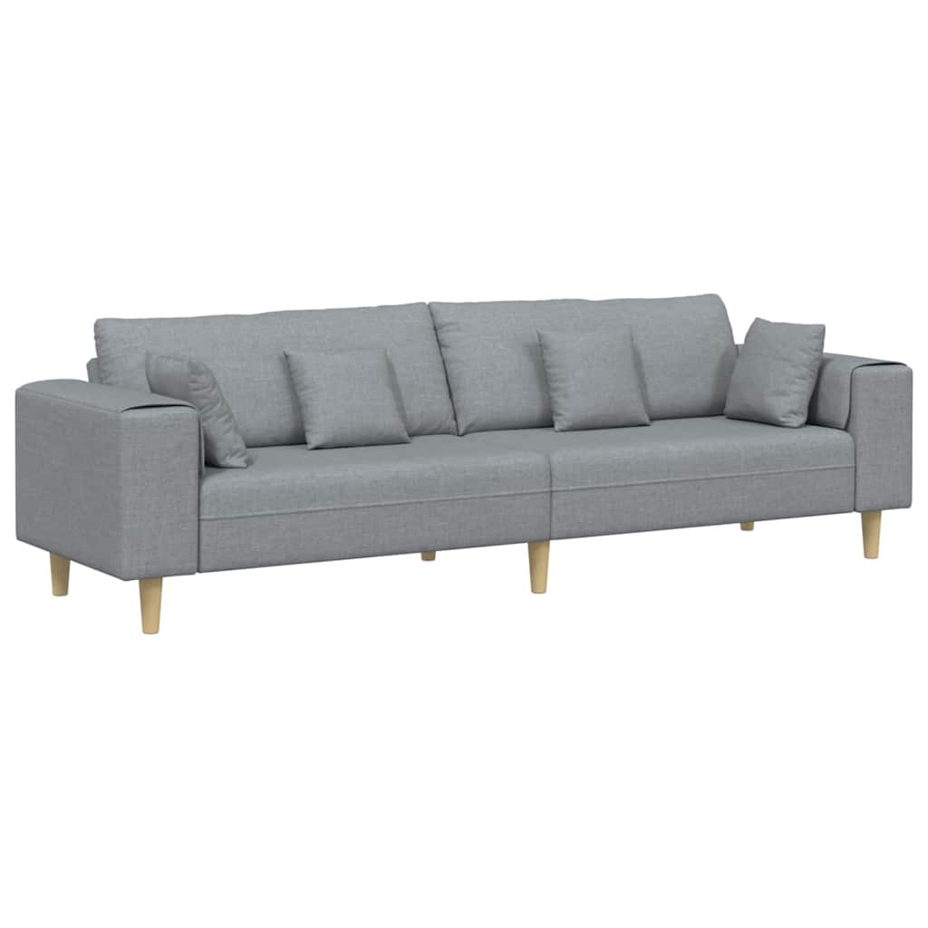 Stof Sofa Med Pude Lysegrå 208 Cm Stof