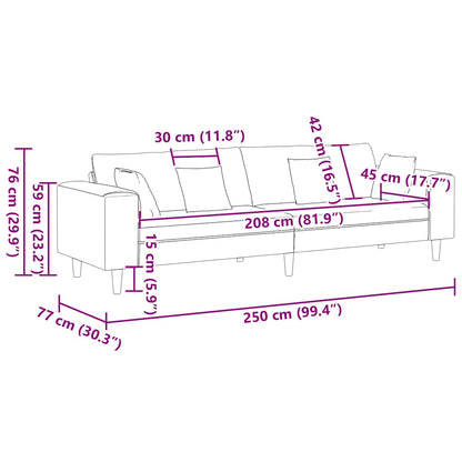 Stof Sofa Med Pude Sort 208 Cm Stof