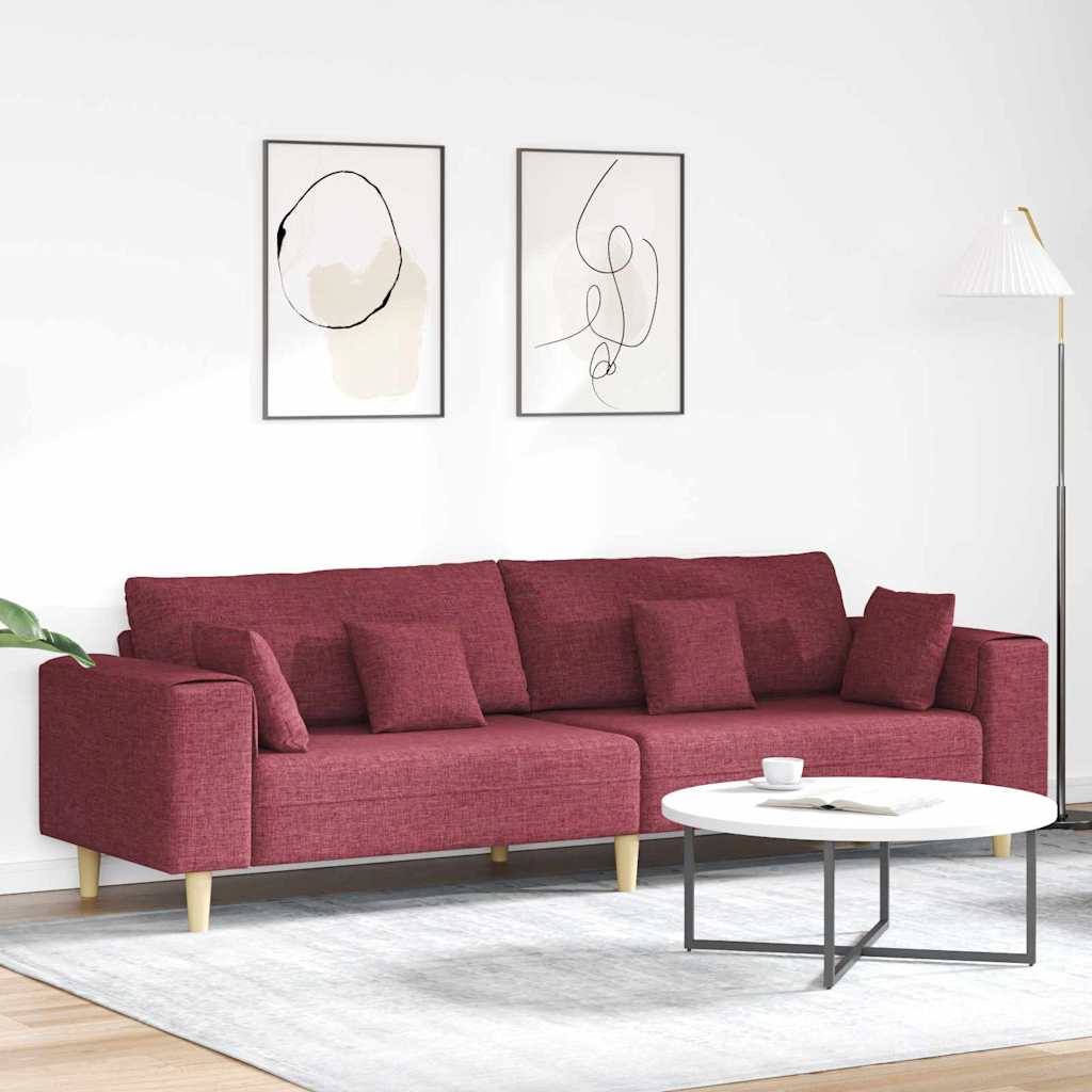 Stof Sofa Med Pude Vinrød 208 Cm Stof