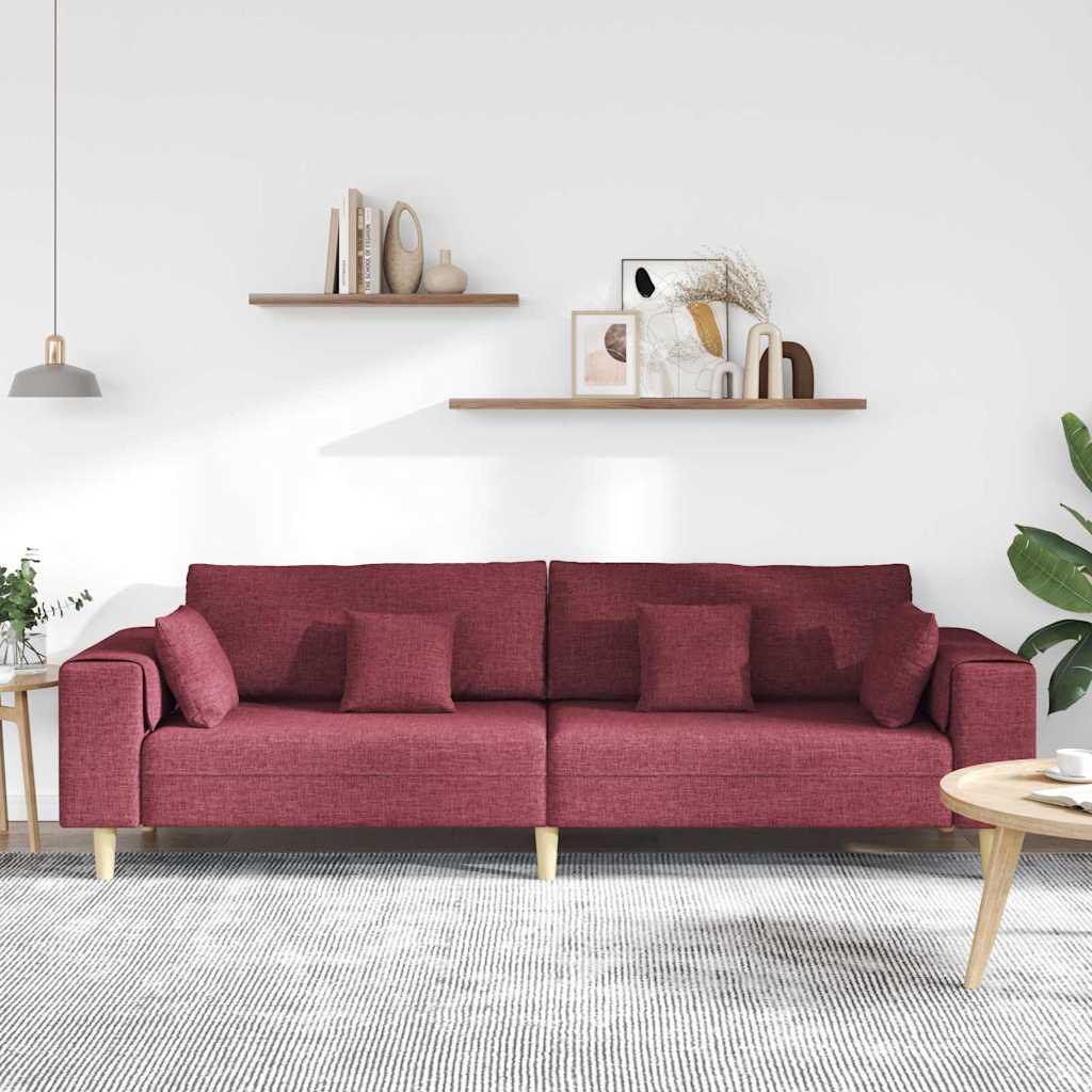 Stof Sofa Med Pude Vinrød 208 Cm Stof