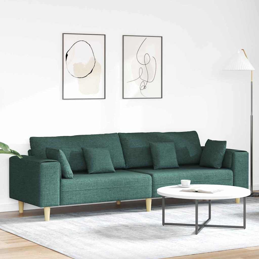 Stof Sofa Med Pude Mørkegrøn 208 Cm Stof