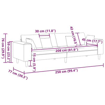 Stof Sofa Med Pude Gråbrun 208 Cm Stof