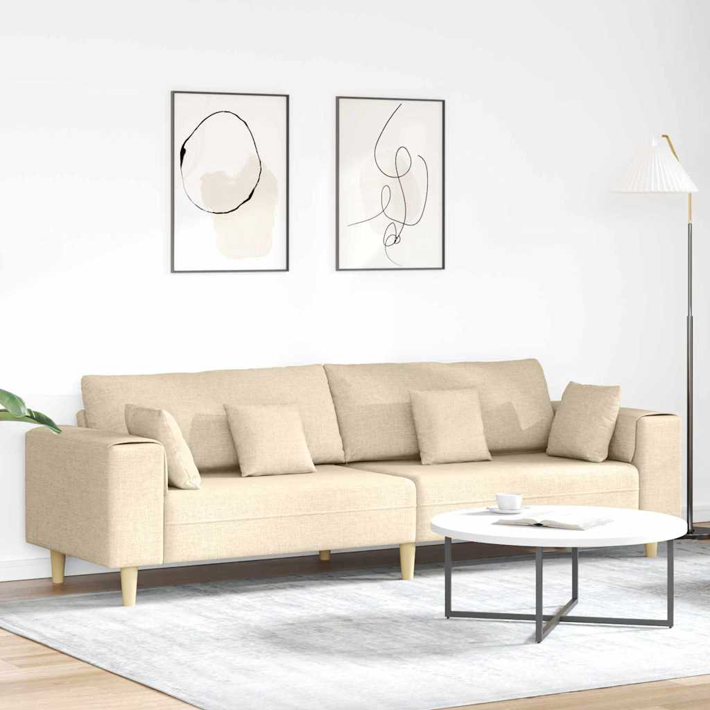 Stof Sofa Med Pude Creme 208 Cm Stof