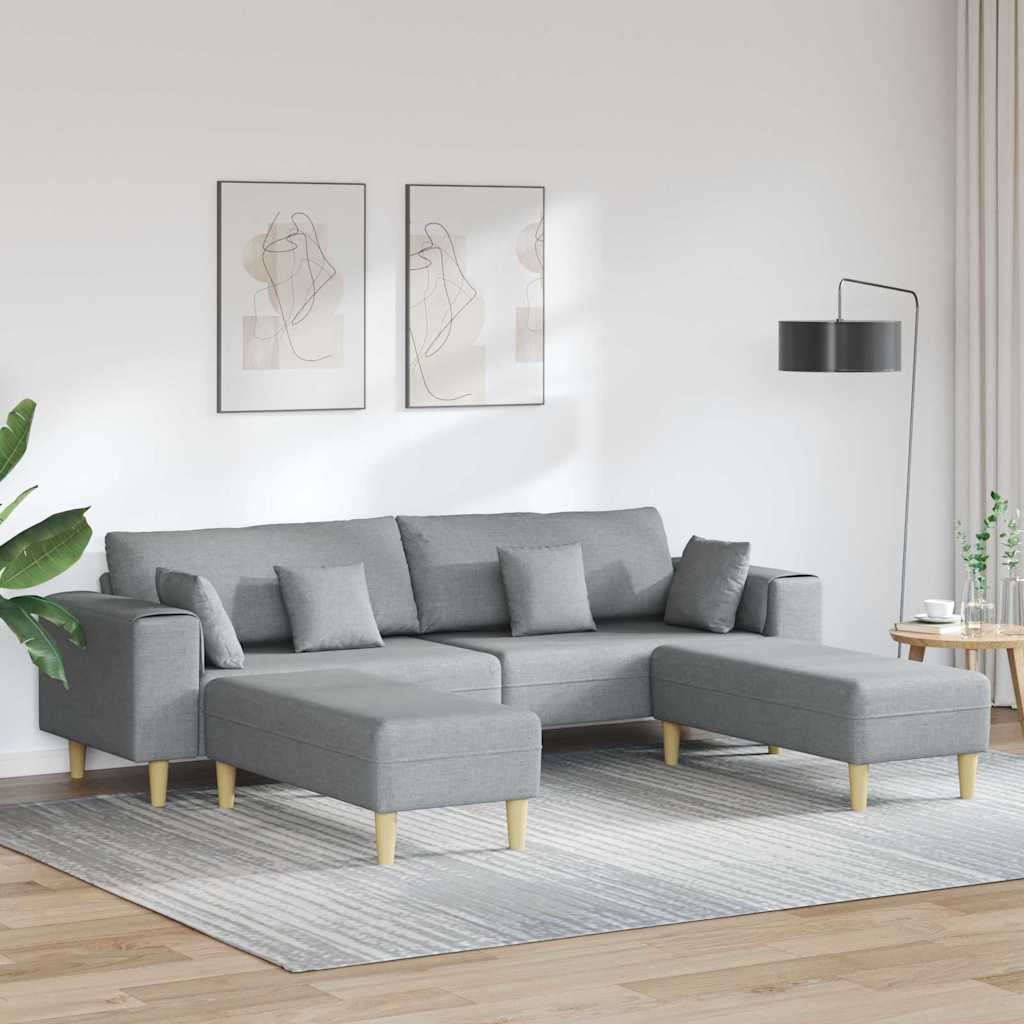 Stof Sofa Med Pude Lysegrå 208 Cm Stof