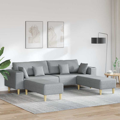 Stof Sofa Med Pude Lysegrå 208 Cm Stof
