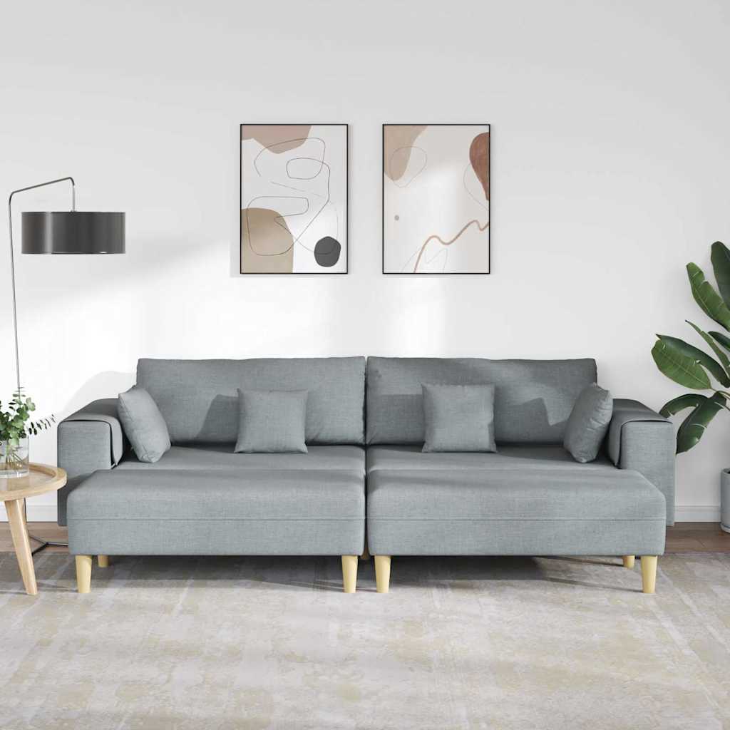 Stof Sofa Med Pude Lysegrå 208 Cm Stof