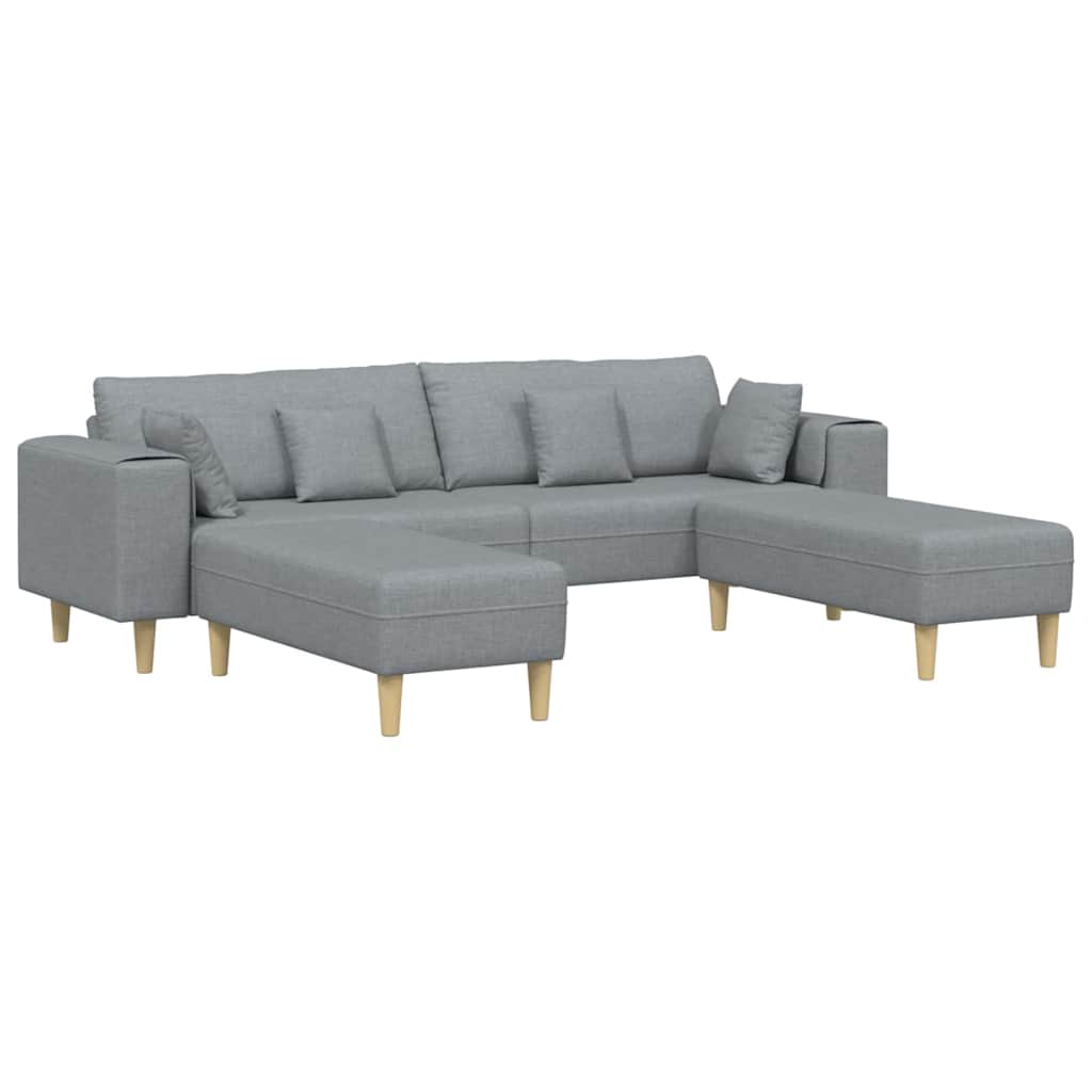 Stof Sofa Med Pude Lysegrå 208 Cm Stof