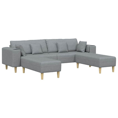 Stof Sofa Med Pude Lysegrå 208 Cm Stof