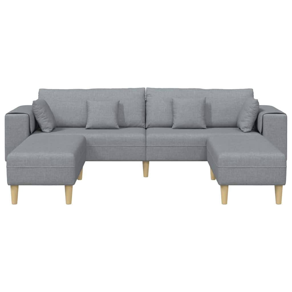 Stof Sofa Med Pude Lysegrå 208 Cm Stof