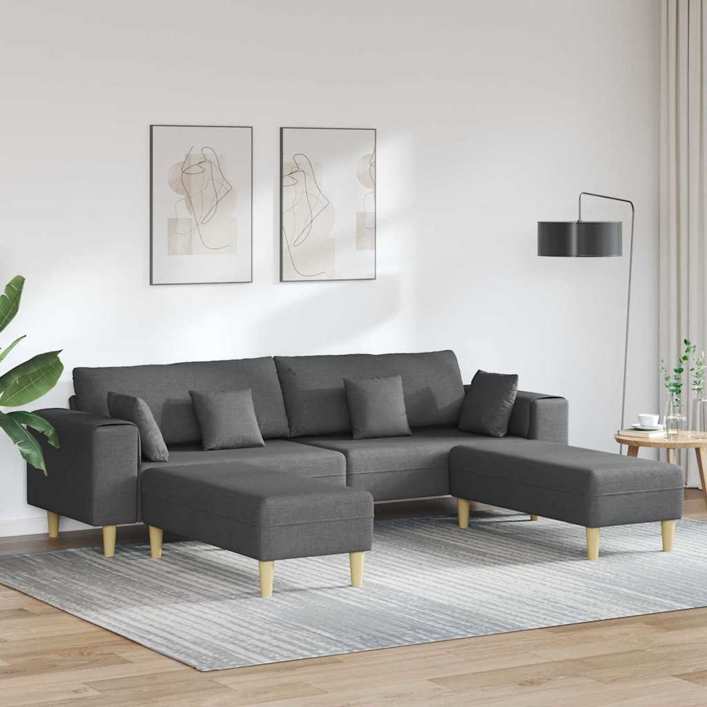 Stof Sofa Med Pude Mørkegrå 208 Cm Stof