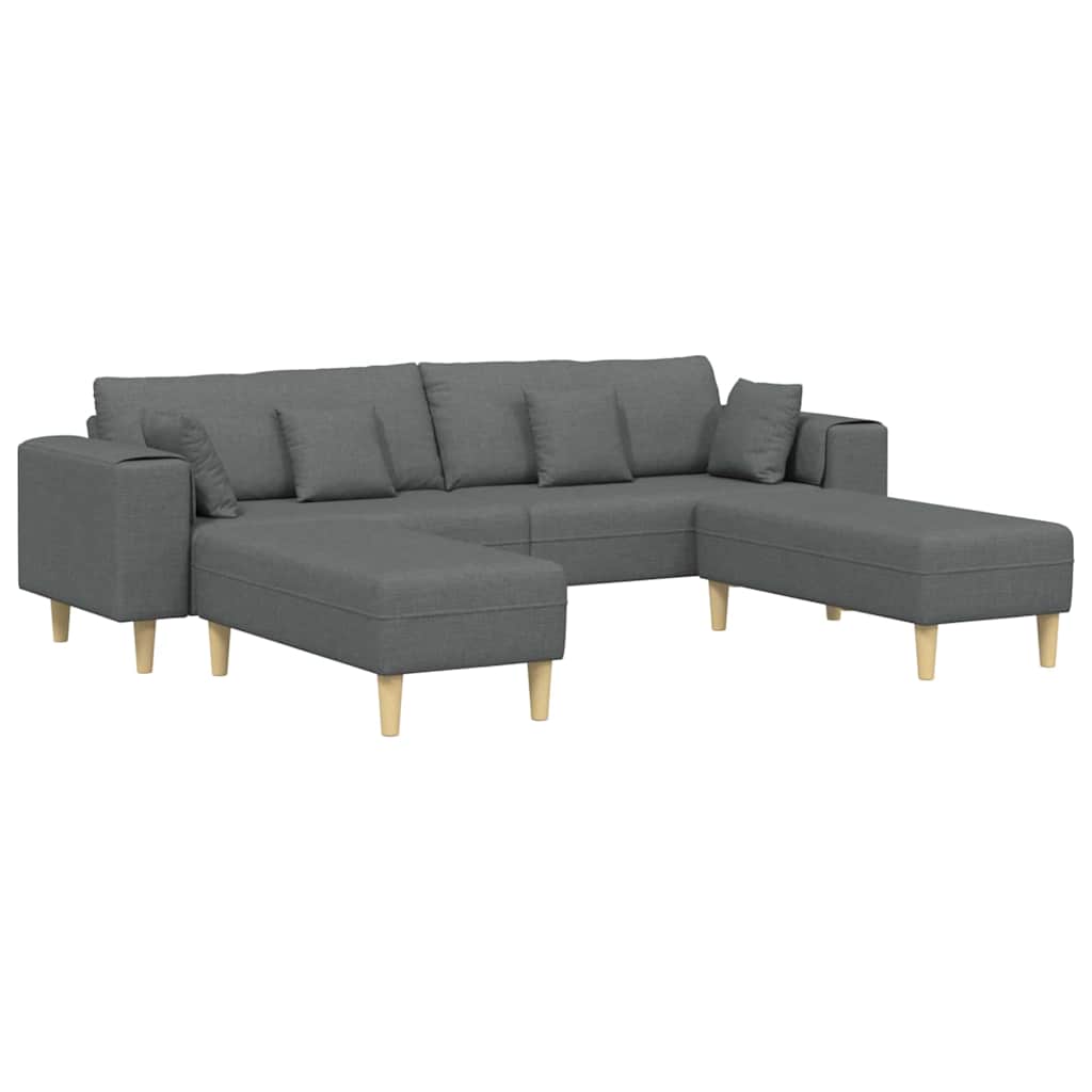 Stof Sofa Med Pude Mørkegrå 208 Cm Stof
