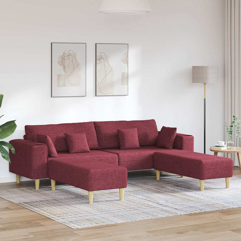 Stof Sofa Med Pude Vinrød 208 Cm Stof