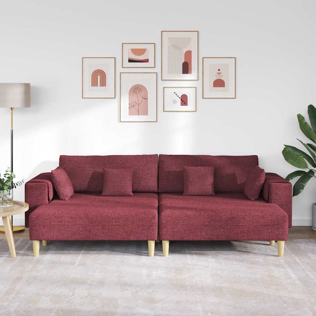 Stof Sofa Med Pude Vinrød 208 Cm Stof