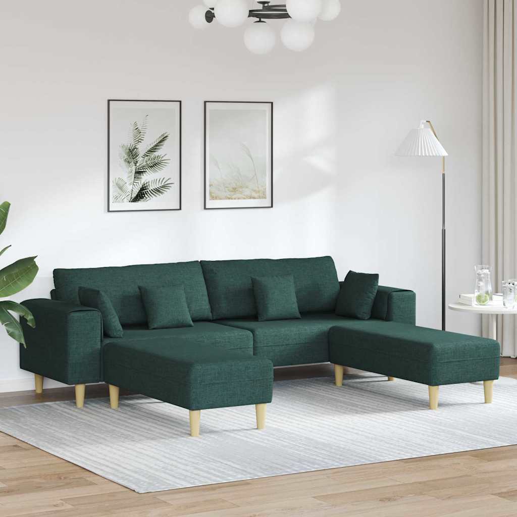 Stof Sofa Med Pude 3 Pcs Mørkegrøn 208 Cm Stof