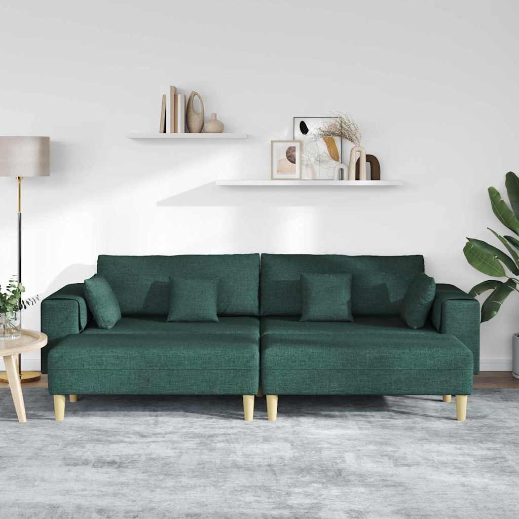Stof Sofa Med Pude 3 Pcs Mørkegrøn 208 Cm Stof