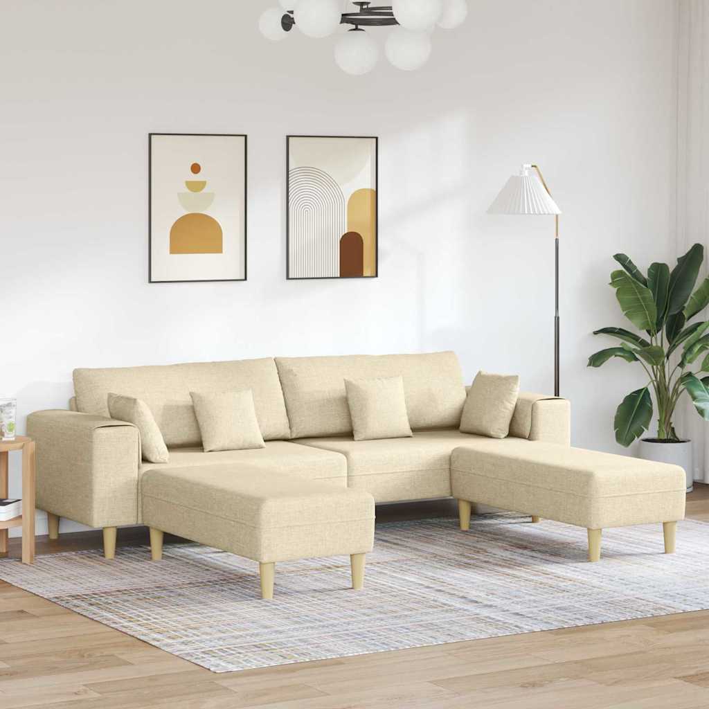 Stof Sofa Med Pude Creme 208 Cm Stof