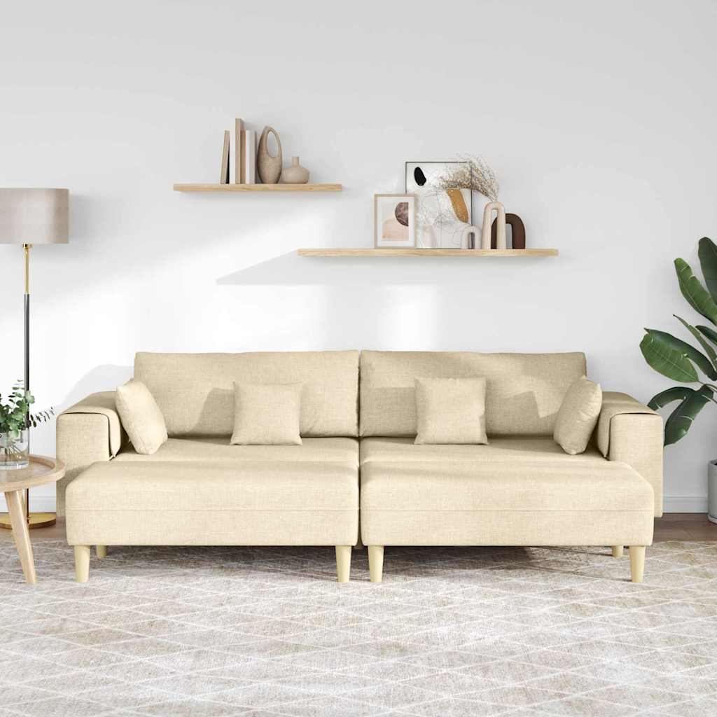 Stof Sofa Med Pude Creme 208 Cm Stof