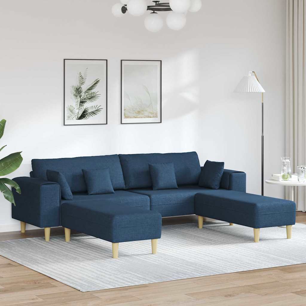 Stof Sofa Med Pude Blå 208 Cm Stof