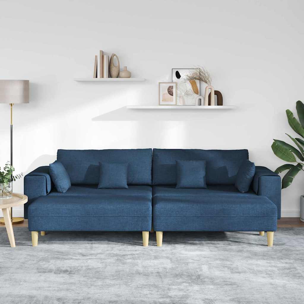 Stof Sofa Med Pude Blå 208 Cm Stof