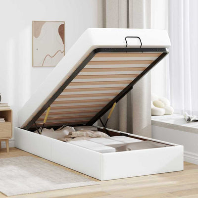 Sengestel Med Madras Ren Hvid 80 X 200 Cm Kunstlæder Lysegrå Og Mørkegrå