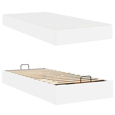 Sengestel Med Madras Ren Hvid 80 X 200 Cm Kunstlæder Lysegrå Og Mørkegrå