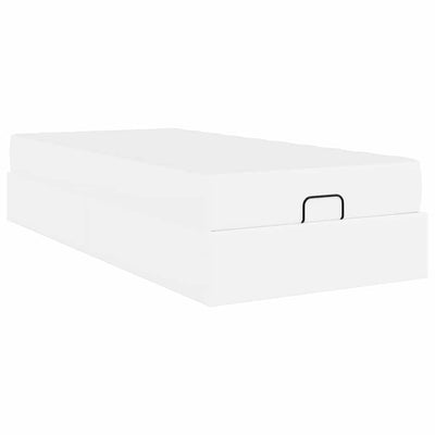 Sengestel Med Madras Ren Hvid 80 X 200 Cm Kunstlæder Lysegrå Og Mørkegrå