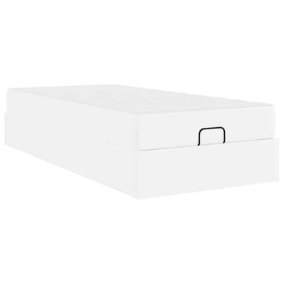 Sengestel Med Madras Ren Hvid 90 X 190 Cm Kunstlæder Lysegrå Og Mørkegrå