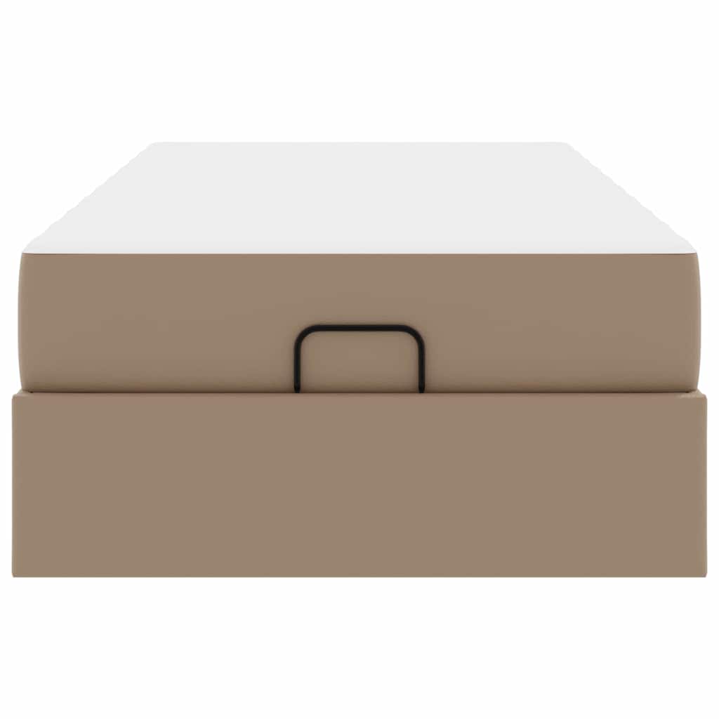 Sengeramme Med Madras Cappuccino 90 X 190 Cm Kunstlæder Lysegrå Og Mørkegrå