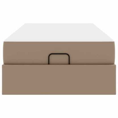 Sengeramme Med Madras Cappuccino 90 X 190 Cm Kunstlæder Lysegrå Og Mørkegrå