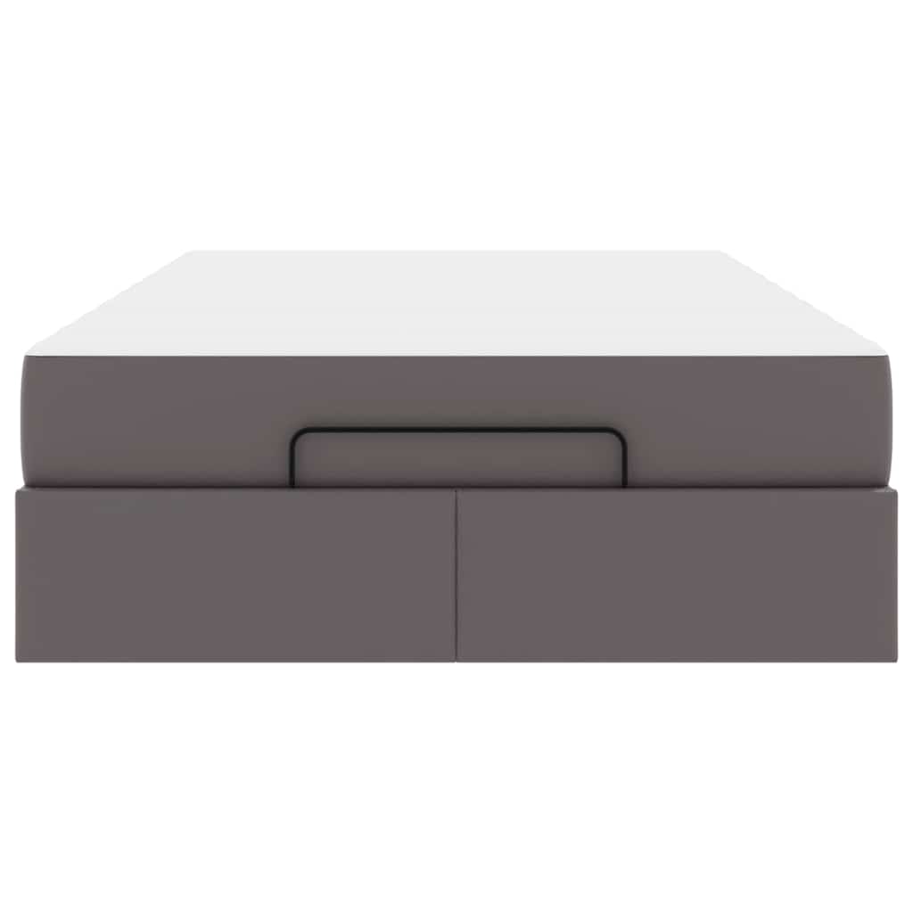 Sengestel Med Madras Grå 120 X 190 Cm Kunstlæder Lysegrå Og Mørkegrå